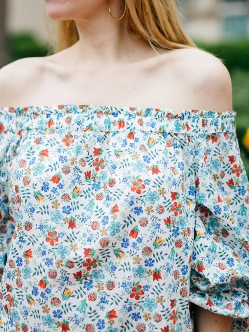 J. CREW Liberty Edenham Blouse Womens 4 Floral Scoop Neck Balloon Sleeve Top